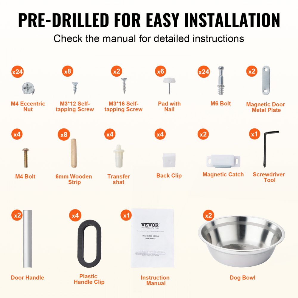 VEVOR Pet Feeding Station w/ 2 Elevated Dog Bowls Dog Food & Toy Storage Cabinet 