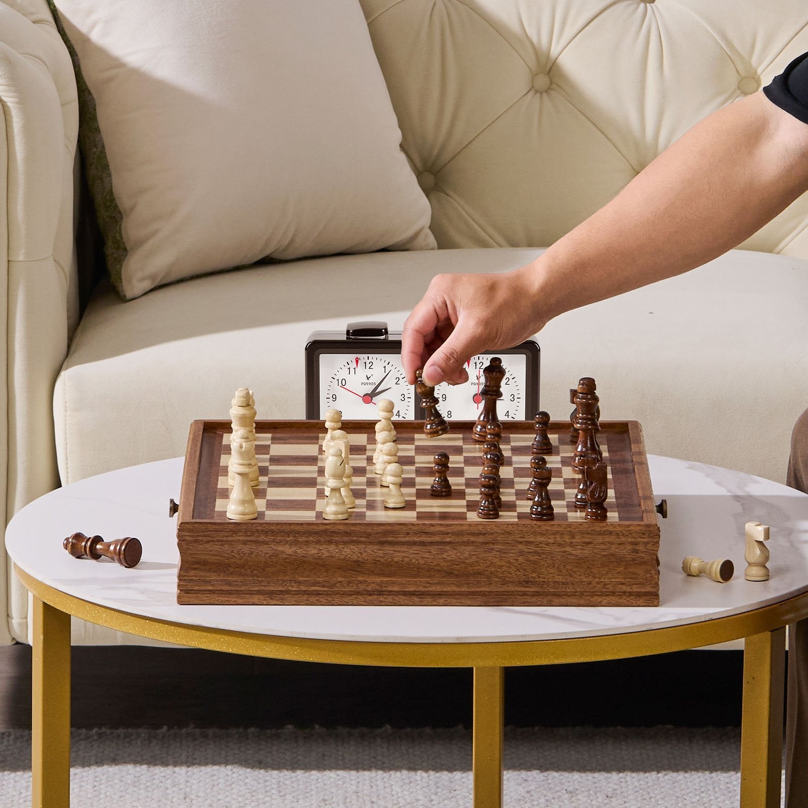 VEVOR Solid Wood Chess Set, 15 inch  2-IN-1 Chess Checkers Game Set, Chess Board Games with Storage Drawer & Weighted Chess Checkers Pieces & 2 Queens, for Adults Kids Tournament Professional Beginner 