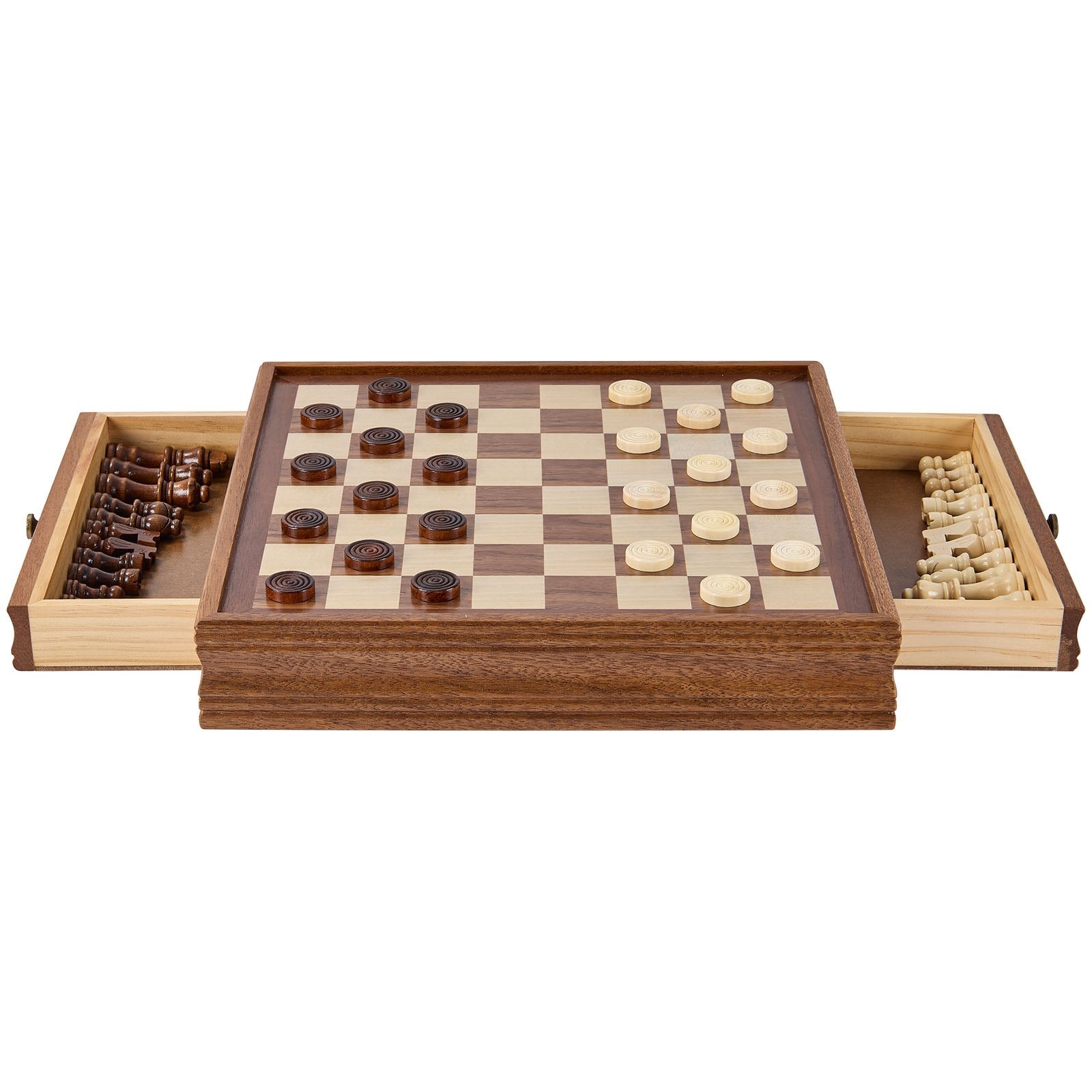 VEVOR Solid Wood Chess Set, 15 inch  2-IN-1 Chess Checkers Game Set, Chess Board Games with Storage Drawer & Weighted Chess Checkers Pieces & 2 Queens, for Adults Kids Tournament Professional Beginner 