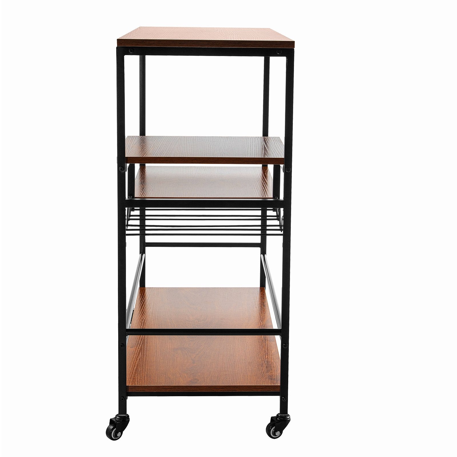 VEVOR Rustic Bar Cart, 3-Tier Industrial Bar Cart for Home, Bar Cart with Wine Rack & Glass Holders, 35.4 x 15.7 x 37.4 inches Home Bar & Serving Carts, Wine Cart on Wheels, Glass Bar Cart Brown 