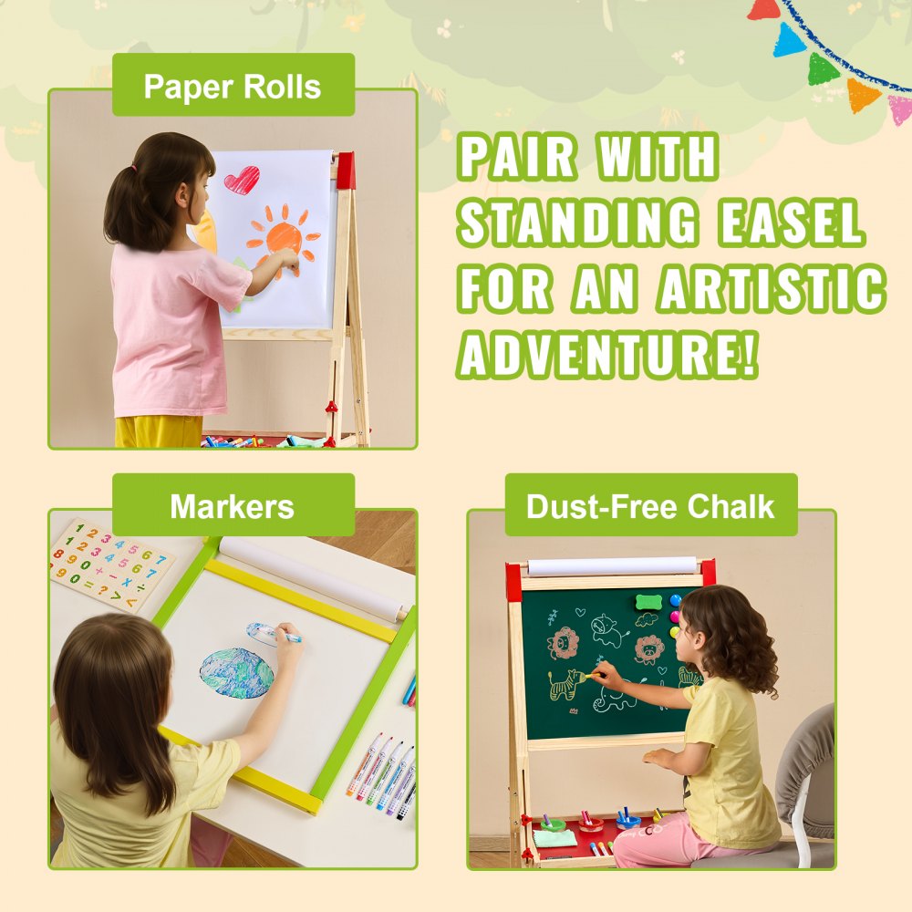 VEVOR Easel Accessory Set Chalk & Markers & Paper Rolls 32PCS for Standing Easel 