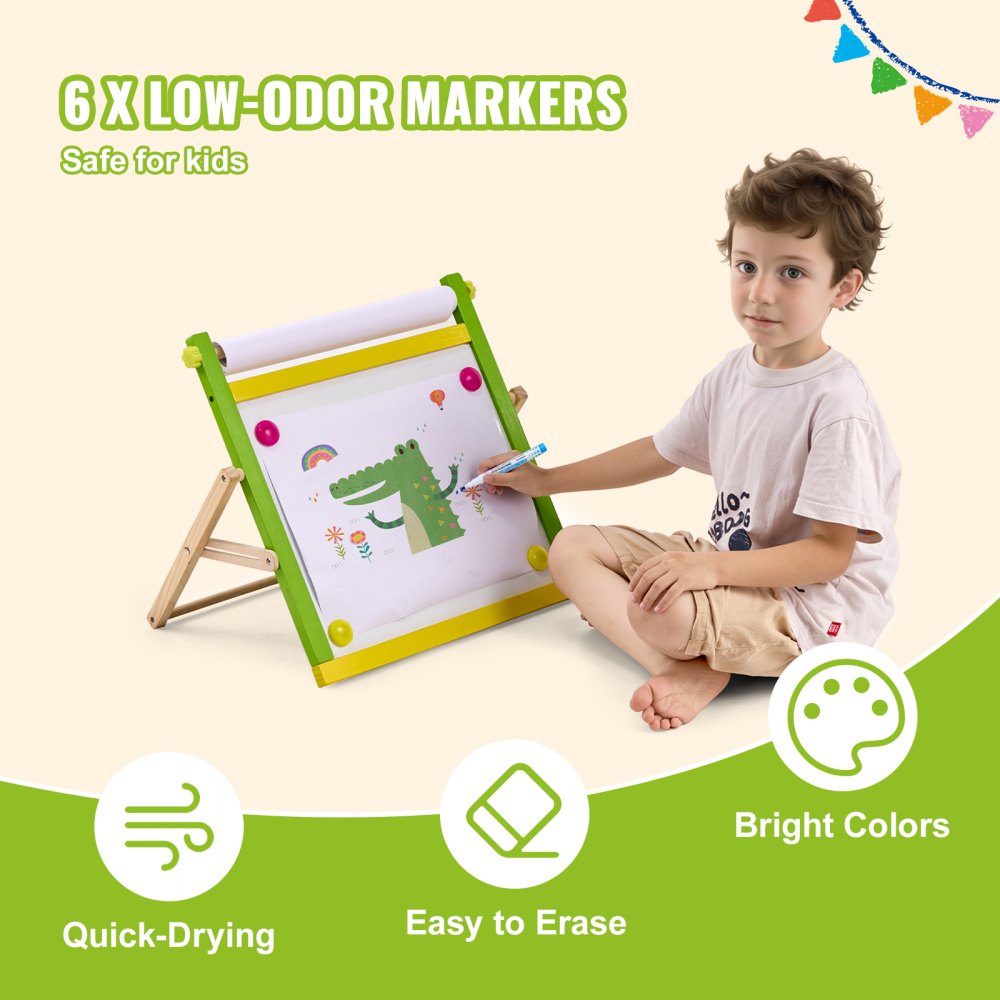 VEVOR Easel Accessory Set Chalk & Markers & Paper Rolls 32PCS for Tabletop Easel 