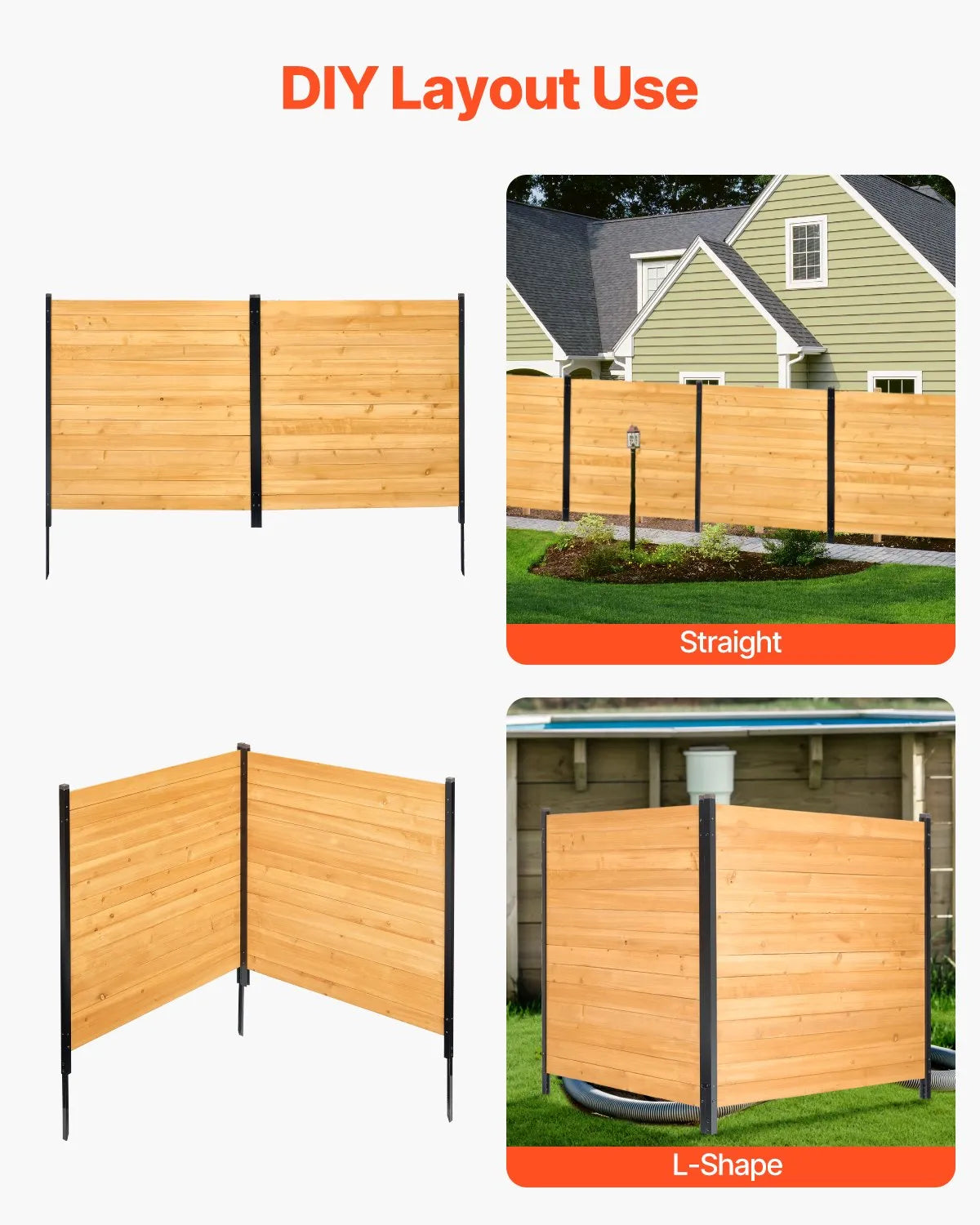 VEVOR Wooden Privacy Fence 2 Panels Solid Air Conditioner Fence 38" W x 42" L