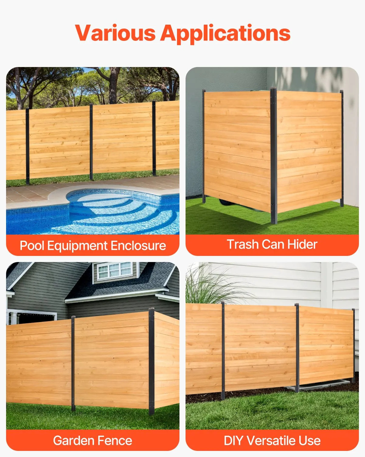 VEVOR Wooden Privacy Fence 2 Panels Solid Air Conditioner Fence 38" W x 42" L