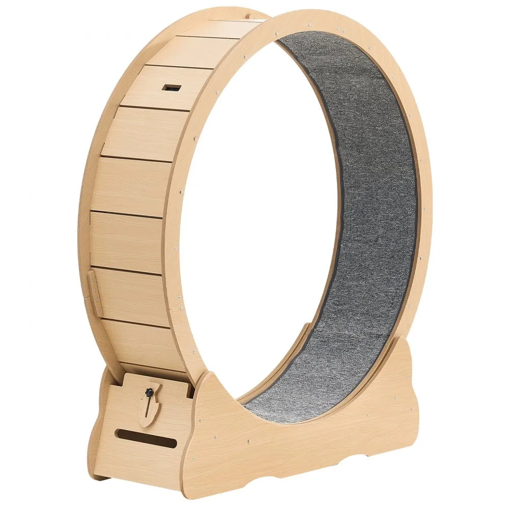 VEVOR Cat Exercise Wheel, 48 in Wooden Cat Running Wheel for Indoor Cats up to 28 lbs, Cats Treadmill with Carpeted Runway & Locking Mechanism, Quiet Roller Kitten Sport Toys for Pets Fitness & Health 