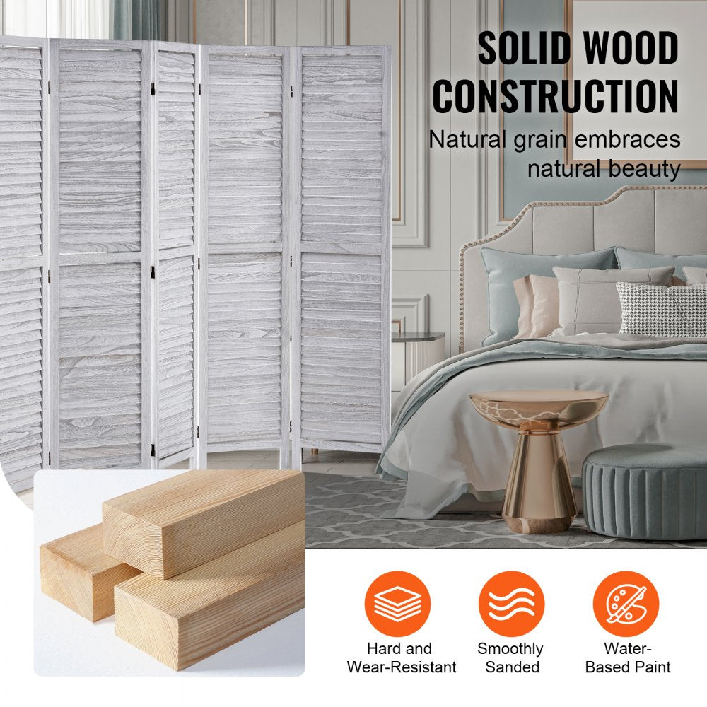 VEVOR Wood Room Divider Wooden Privacy Screen 6 Panel Room Separation Divider 