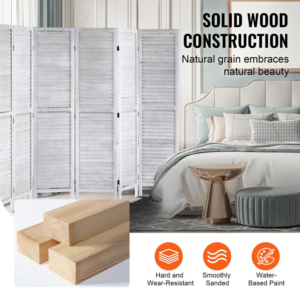 VEVOR Wood Room Divider Wooden Privacy Screen 8 Panel Room Separation Divider 