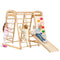 VEVOR Indoor Jungle Gym, 7-in-1 Toddler Indoor Playground, Wooden Toddler Climbing Toys Indoor with Wood & Rope Ladder, Net Ladder, Swing, Monkey Bar, Slide, Climbing Wall, 47.2 x 58 x 56in