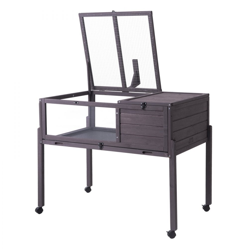 VEVOR Wooden Tortoise House Rolling Tortoise Habitat Indoor & Outdoor for Snakes 