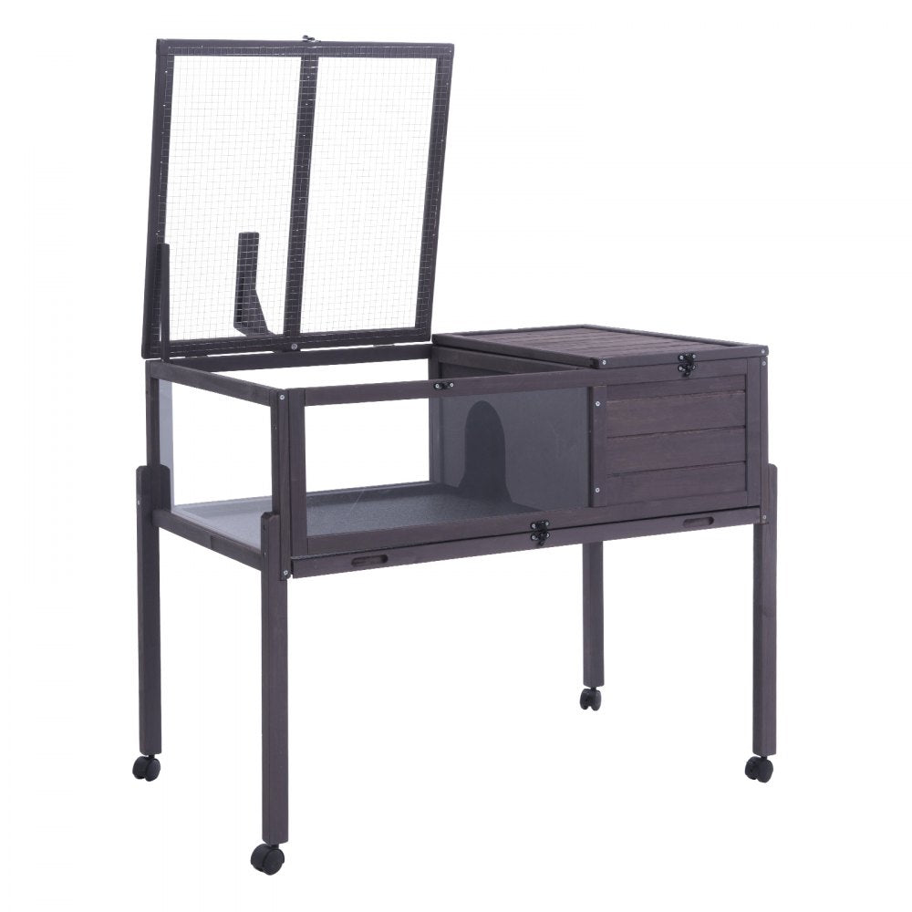 VEVOR Wooden Tortoise House Rolling Tortoise Habitat Indoor & Outdoor for Snakes 