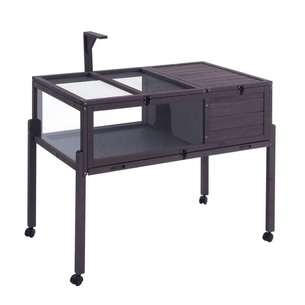 VEVOR Wooden Tortoise House Rolling Tortoise Habitat Indoor & Outdoor for Snakes 