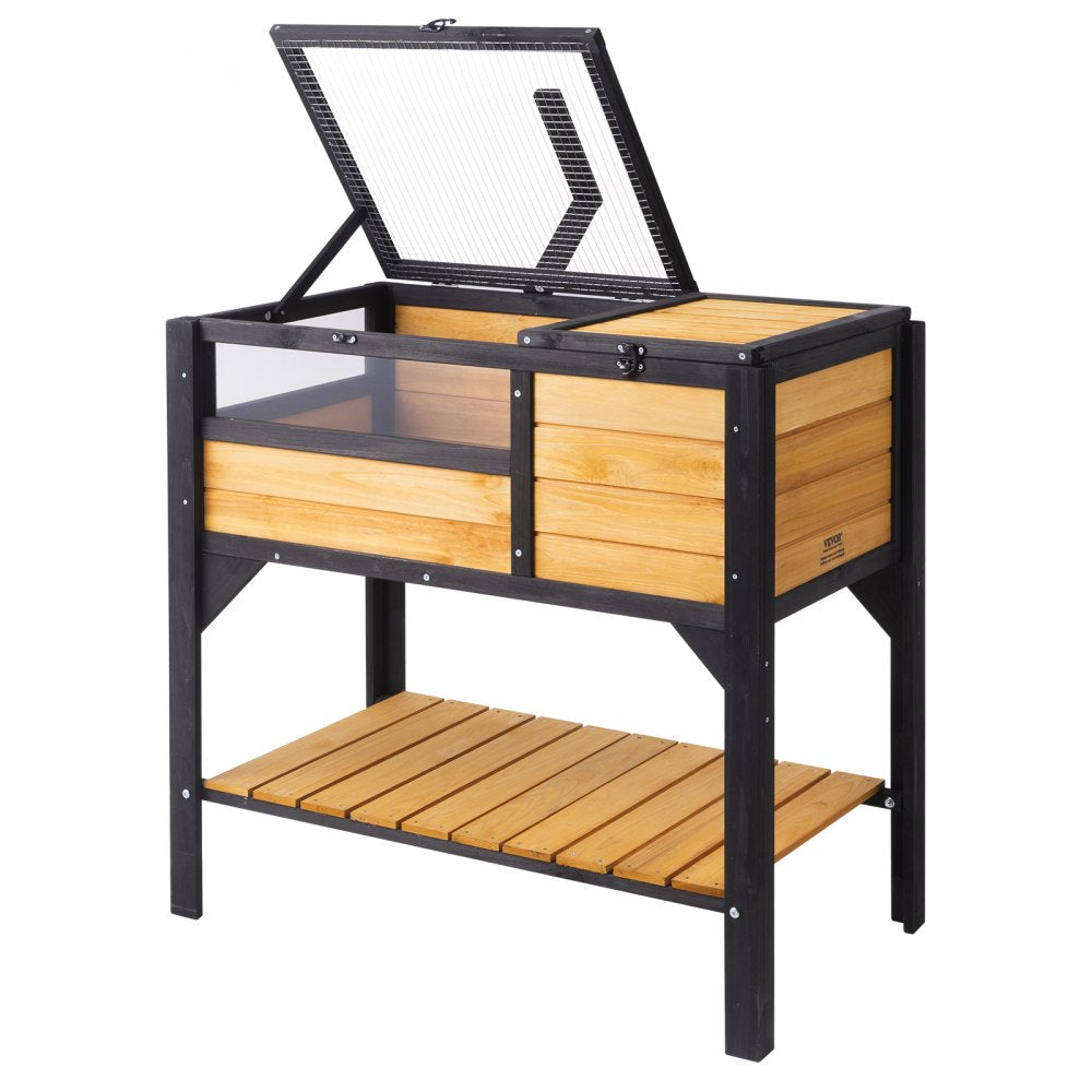 VEVOR Wooden Tortoise House Tortoise Habitat Indoor & Outdoor for Lizards Snakes 