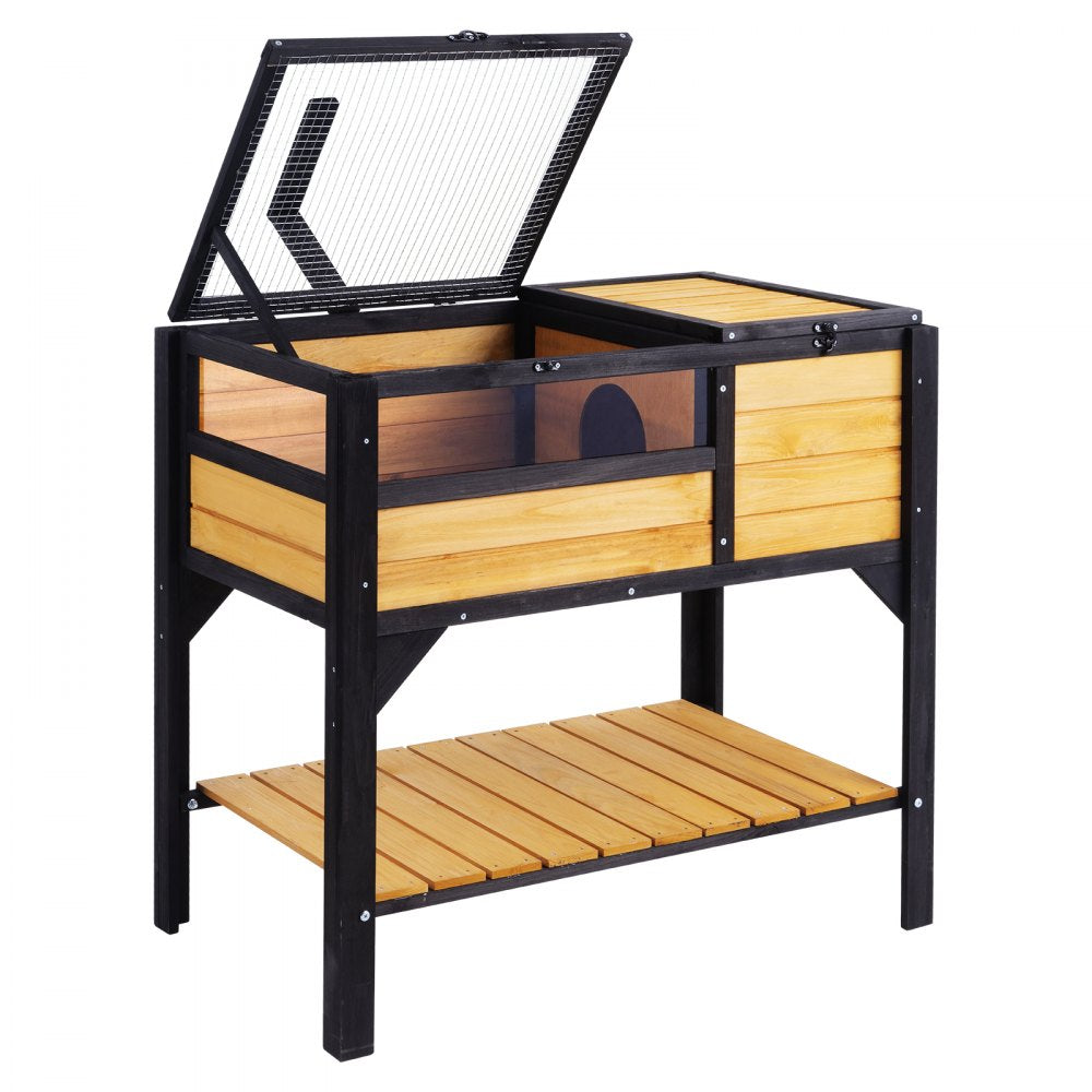 VEVOR Wooden Tortoise House Tortoise Habitat Indoor & Outdoor for Lizards Snakes 