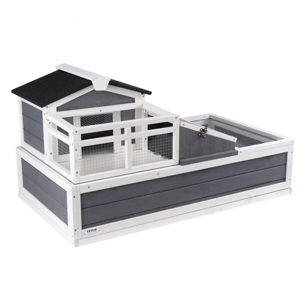 VEVOR Tortoise Habitat Wooden Tortoise House Indoor/Outdoor 3-Room 44x25.6x24in 