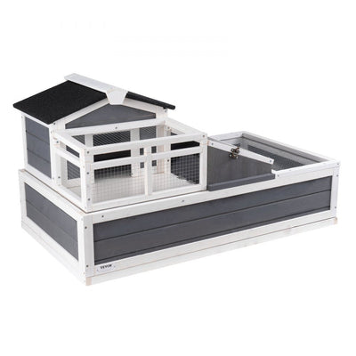 VEVOR Tortoise Habitat Wooden Tortoise House Indoor/Outdoor 3-Room 44x25.6x24in 