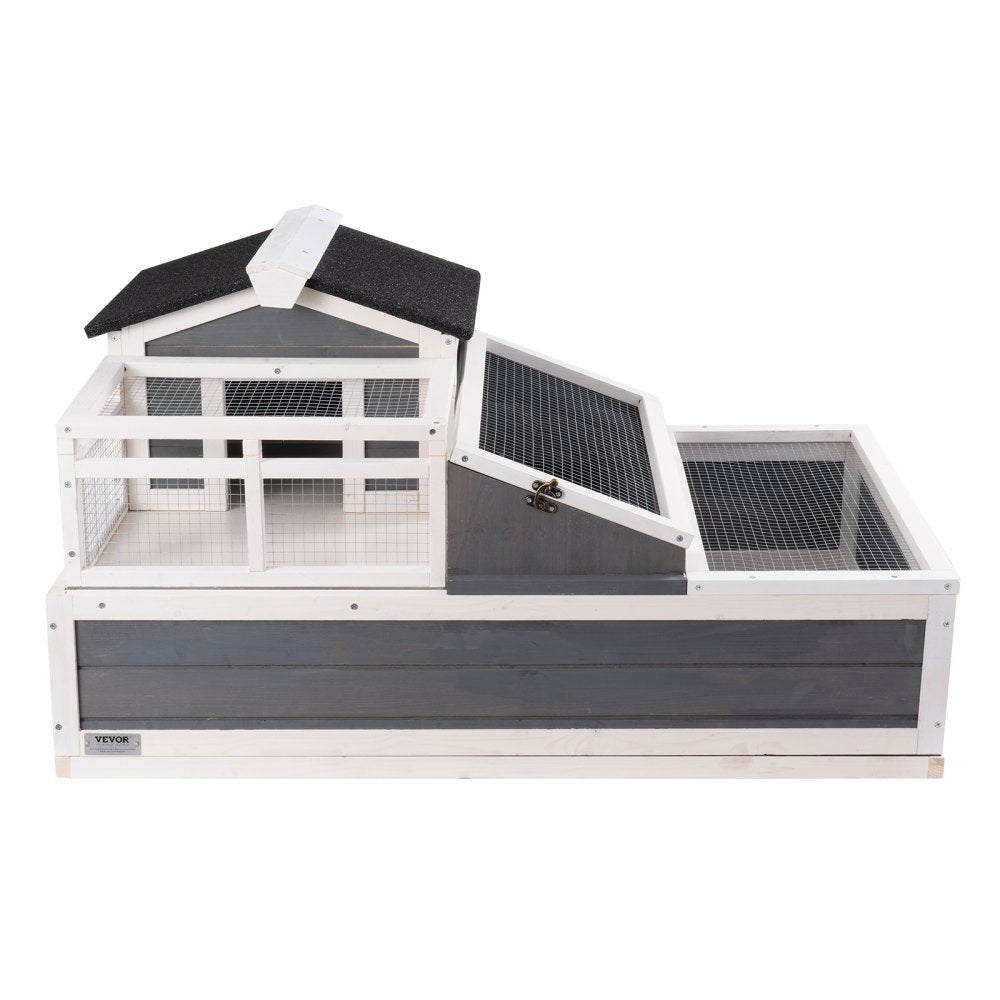 VEVOR Tortoise Habitat Wooden Tortoise House Indoor/Outdoor 3-Room 44x25.6x24in 