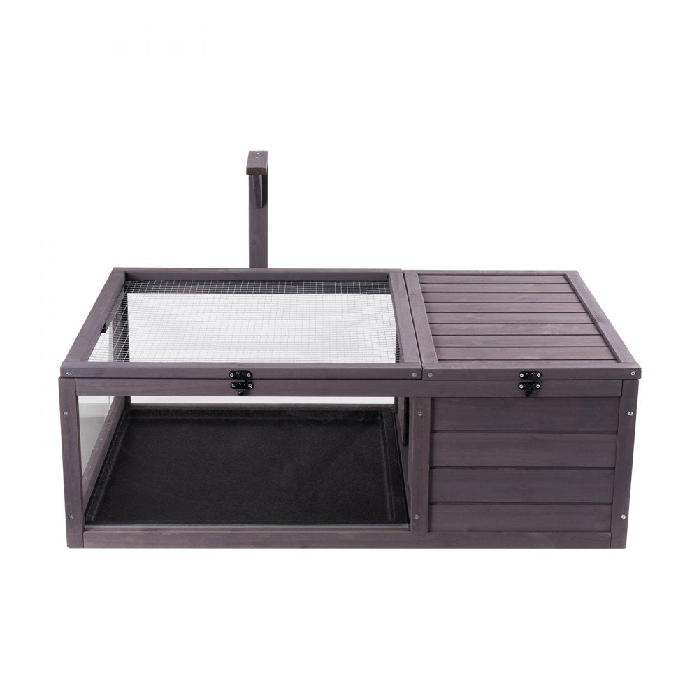 VEVOR Tortoise Habitat Wooden Tortoise House Indoor & Outdoor 2-Room 38x24x13in 
