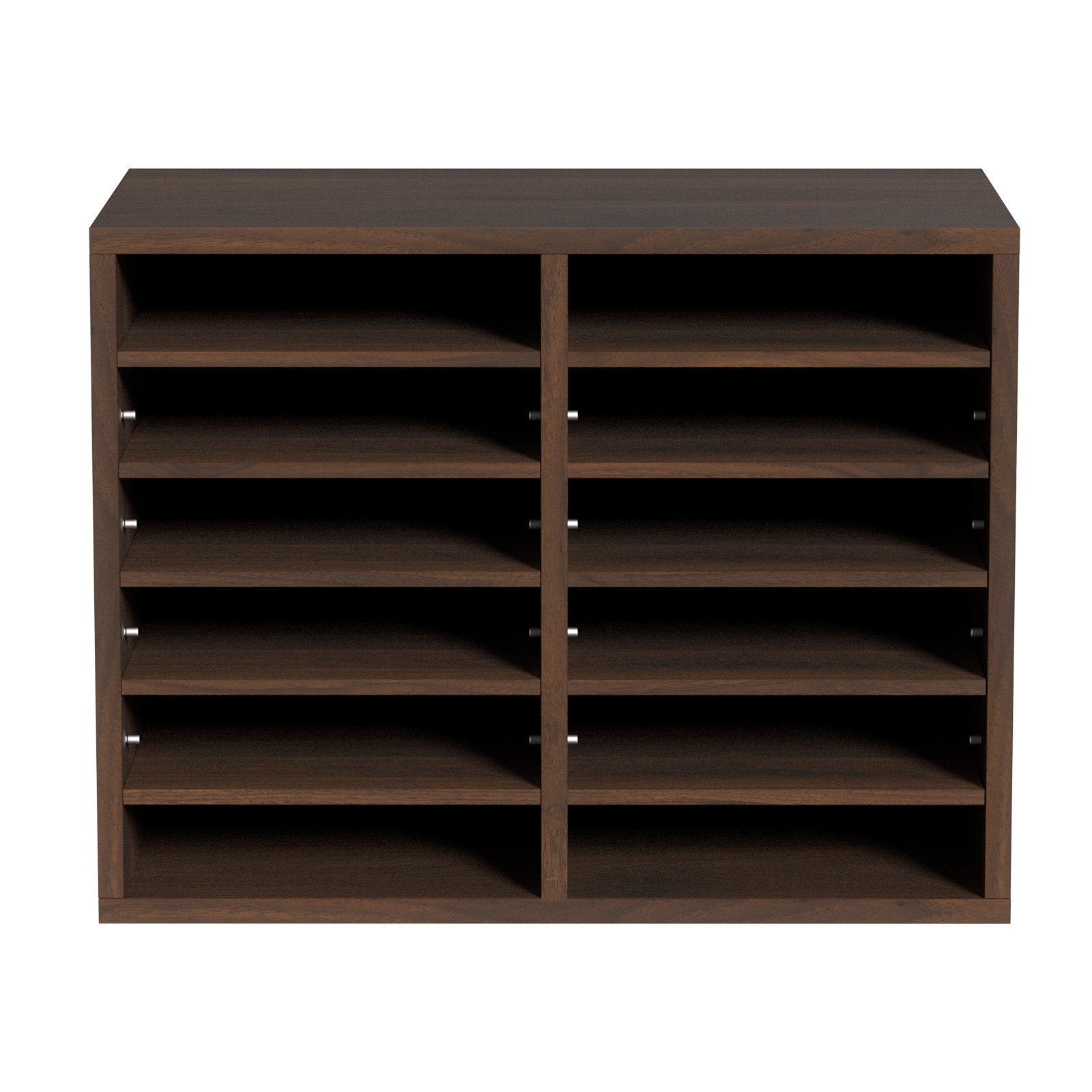 VEVOR Literature Organizers, 12 Compartments Office Mailbox with Adjustable Shelves, Wood Literature Sorter 20.4x12x16.1 inches for Office, Home, Classroom, Mailrooms Organization, EPA Certified Brown 