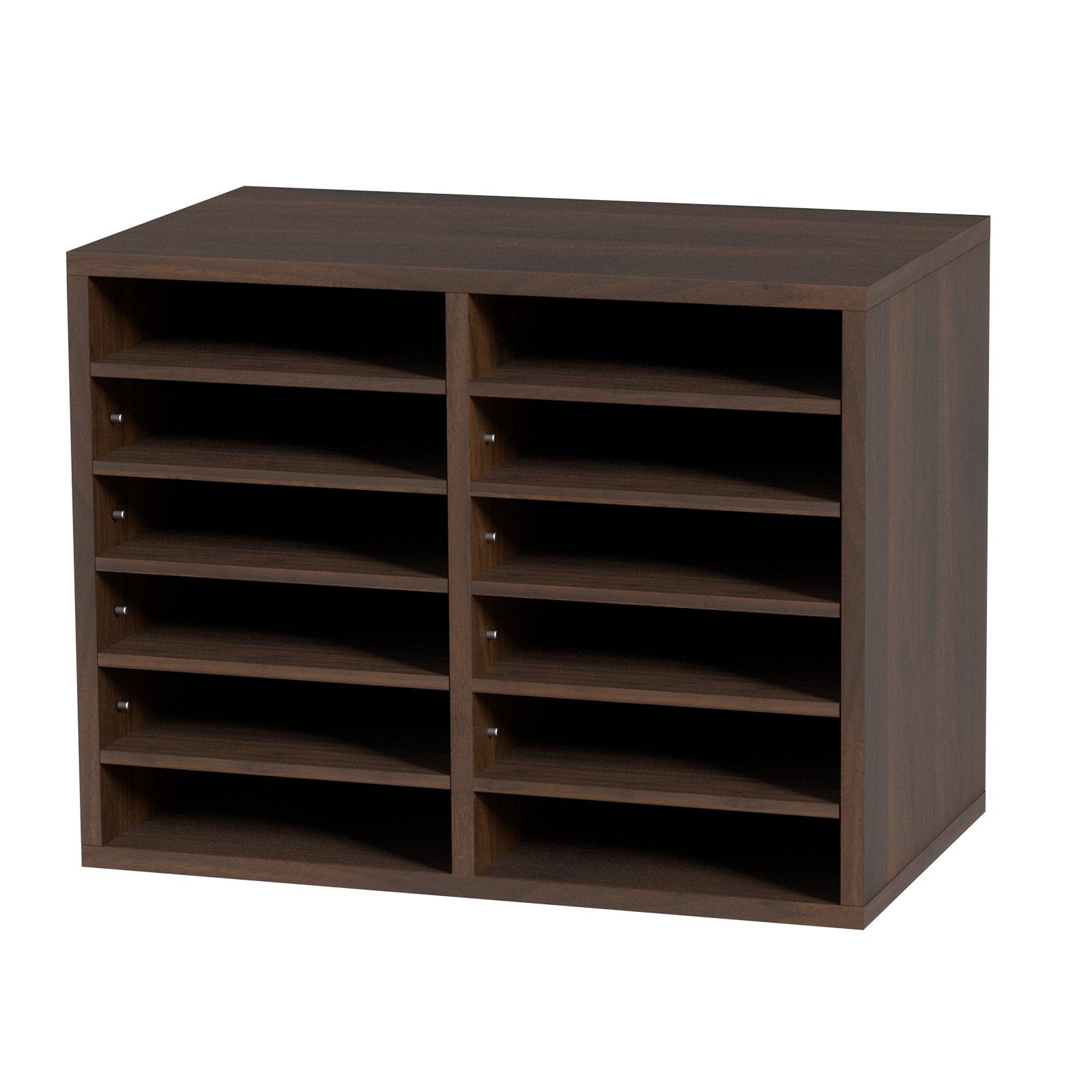 VEVOR Literature Organizers, 12 Compartments Office Mailbox with Adjustable Shelves, Wood Literature Sorter 20.4x12x16.1 inches for Office, Home, Classroom, Mailrooms Organization, EPA Certified Brown 