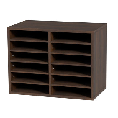 VEVOR Literature Organizers, 12 Compartments Office Mailbox with Adjustable Shelves, Wood Literature Sorter 20.4x12x16.1 inches for Office, Home, Classroom, Mailrooms Organization, EPA Certified Brown 