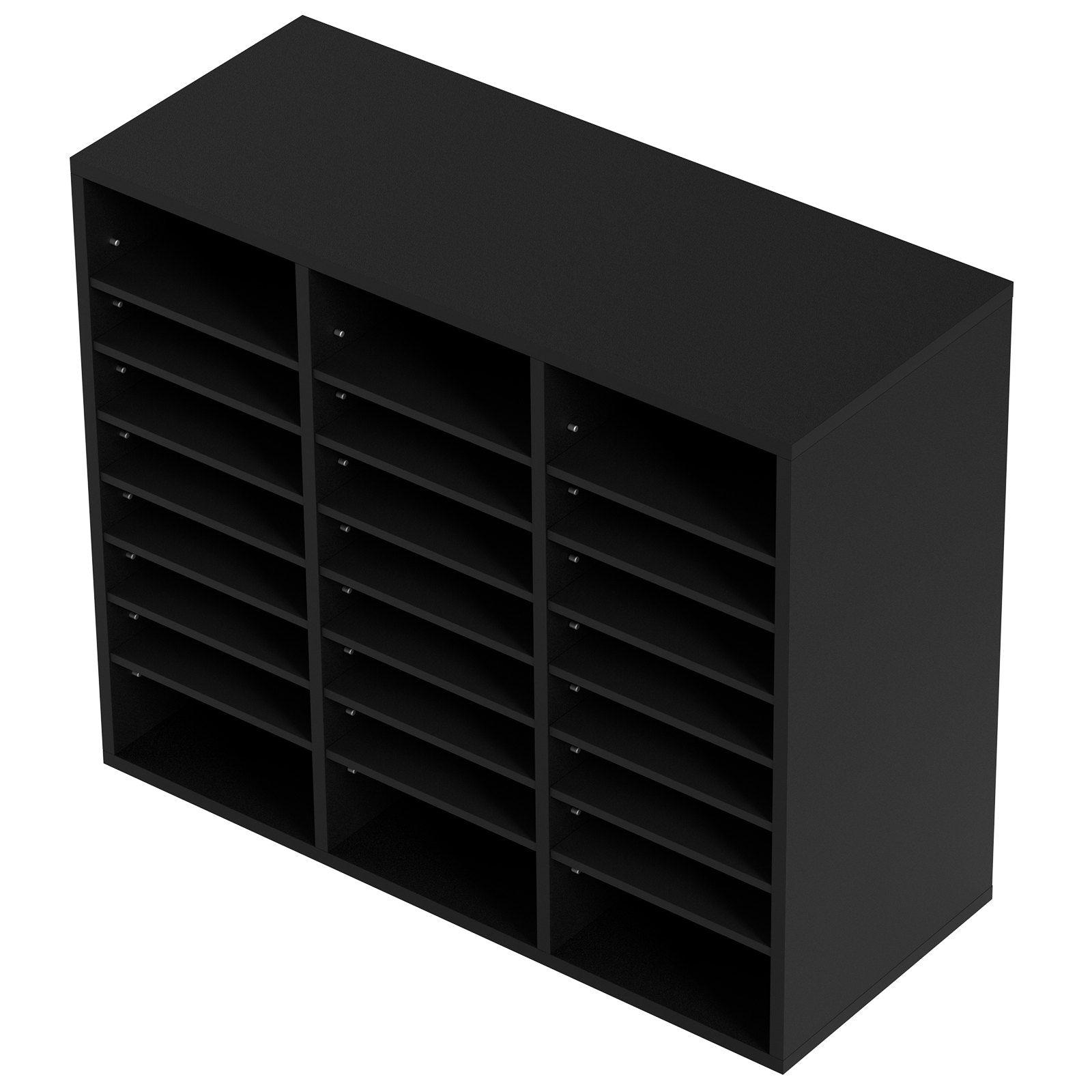 VEVOR Wood Literature Organizer, 24 Compartments, File Sorter with Removable Shelves, Mailboxes Slot for Office Home Classroom Mailrooms Organization, EPA Certified, Black 