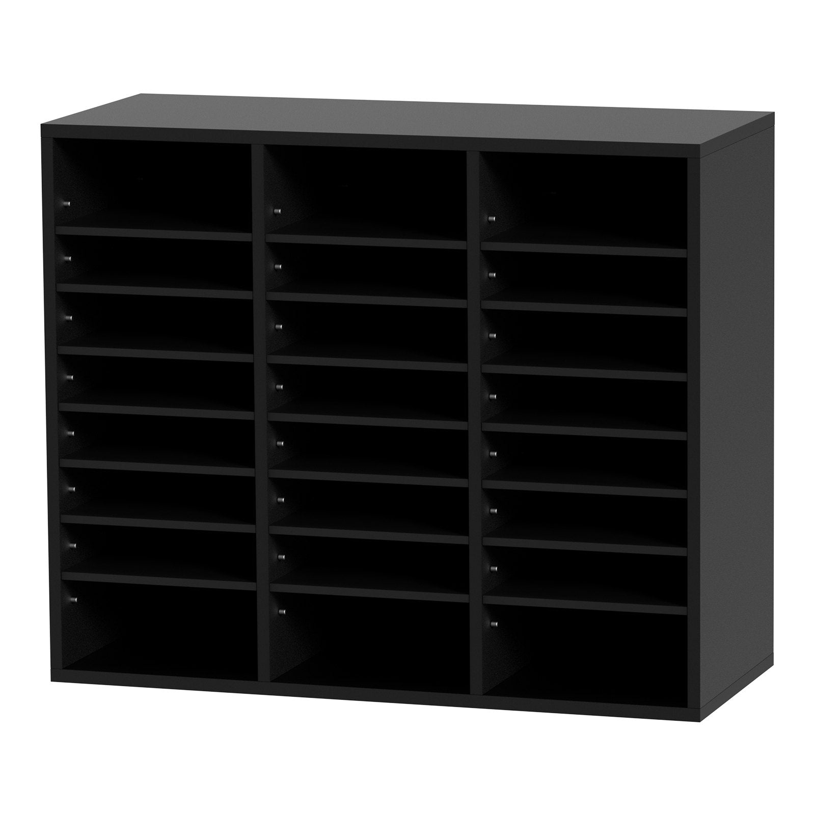 VEVOR Wood Literature Organizer, 24 Compartments, File Sorter with Removable Shelves, Mailboxes Slot for Office Home Classroom Mailrooms Organization, EPA Certified, Black 