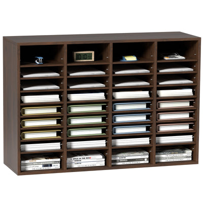 VEVOR Literature Organizers, 36 Compartments Office Mailbox with Adjustable Shelves, Wood Literature Sorter 39.3x12x26.8 inches for Office, Home, Classroom, Mailrooms Organization, EPA Certified Brown 