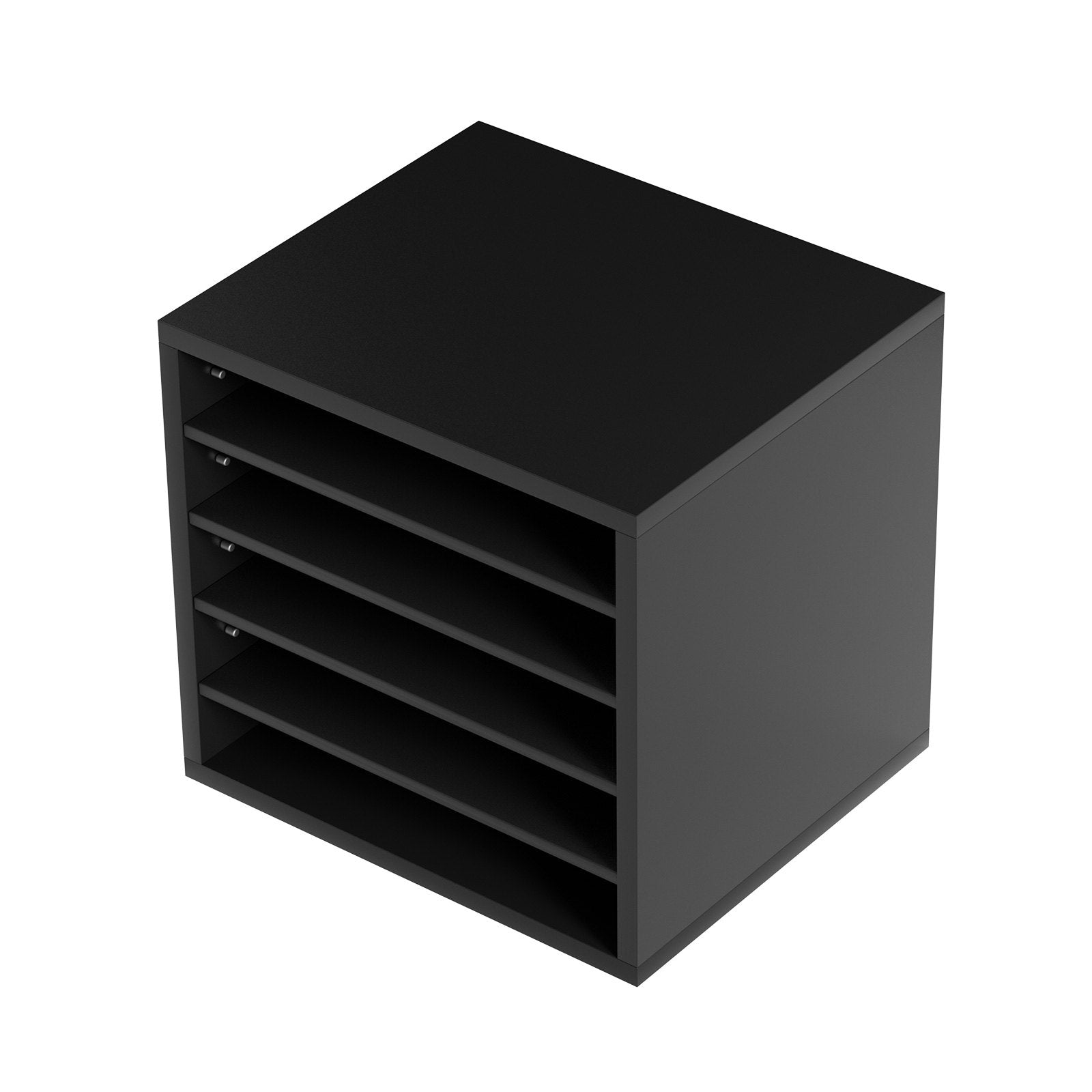VEVOR Literature Organizers, 5 Compartments Office Mailbox with Adjustable Shelves, Wood Literature Sorter 13.9x12x13 inches for Office, Home, Classroom, Mailrooms Organization, EPA Certified, Black 