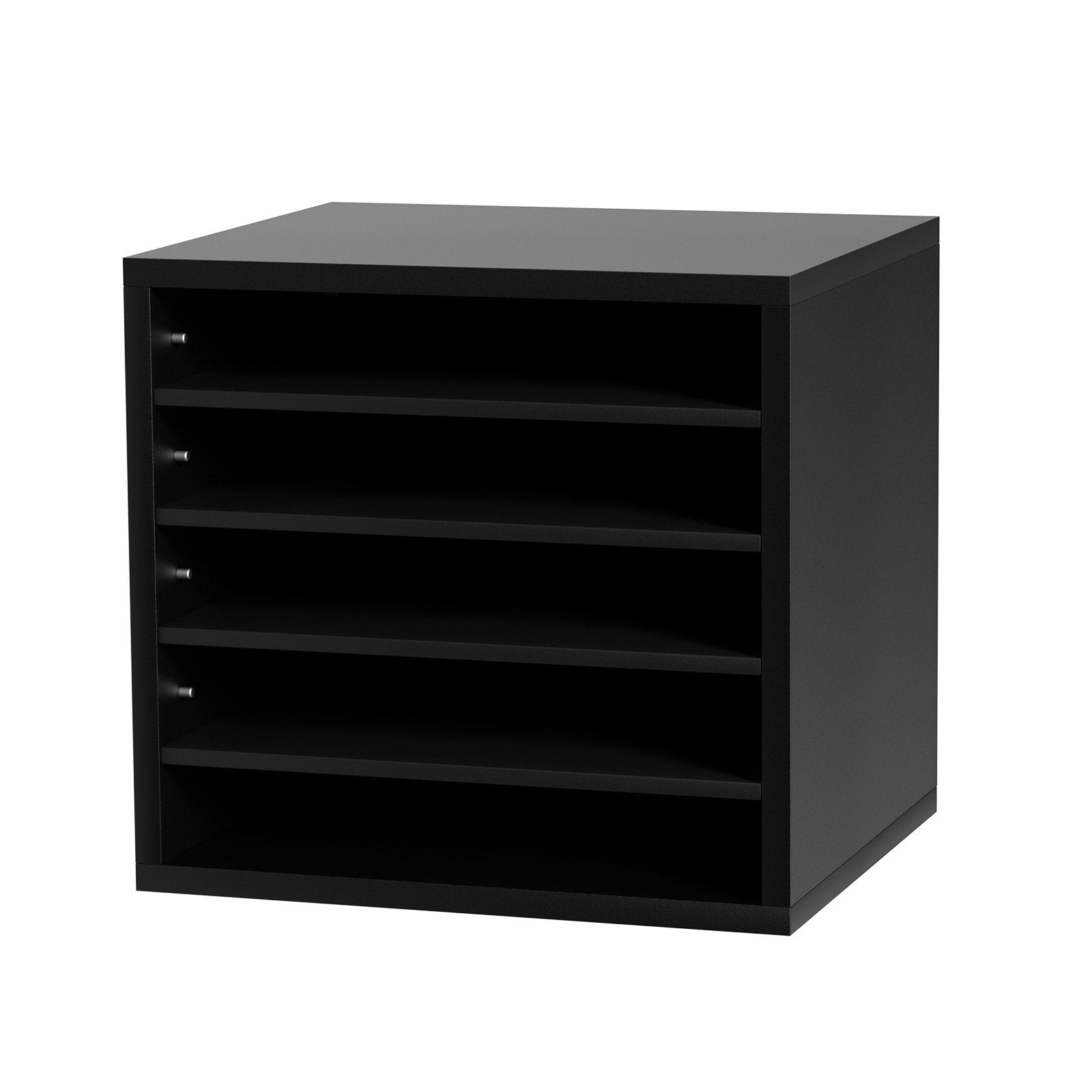 VEVOR Literature Organizers, 5 Compartments Office Mailbox with Adjustable Shelves, Wood Literature Sorter 13.9x12x13 inches for Office, Home, Classroom, Mailrooms Organization, EPA Certified, Black 