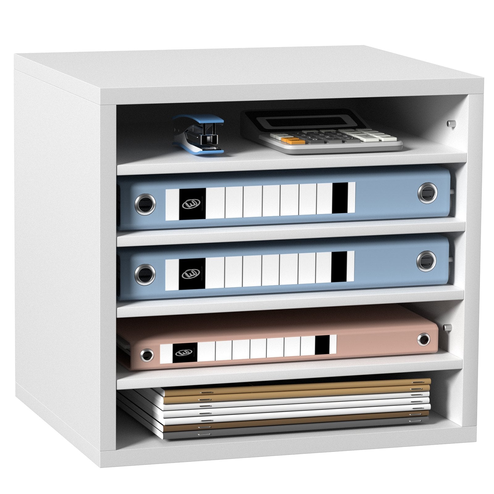 VEVOR Literature Organizers, 5 Compartments Office Mailbox with Adjustable Shelves, Wood Literature Sorter 13.9x12x13 inches for Office, Home, Classroom, Mailrooms Organization, EPA Certified, White 