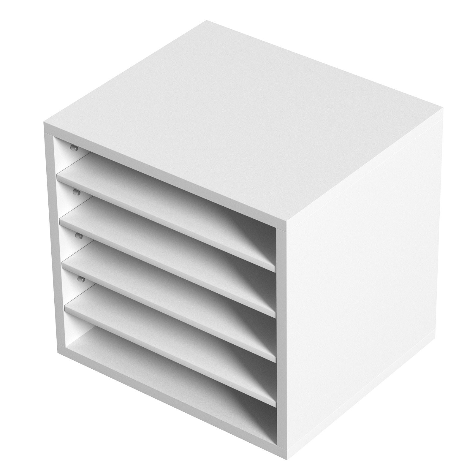 VEVOR Literature Organizers, 5 Compartments Office Mailbox with Adjustable Shelves, Wood Literature Sorter 13.9x12x13 inches for Office, Home, Classroom, Mailrooms Organization, EPA Certified, White 