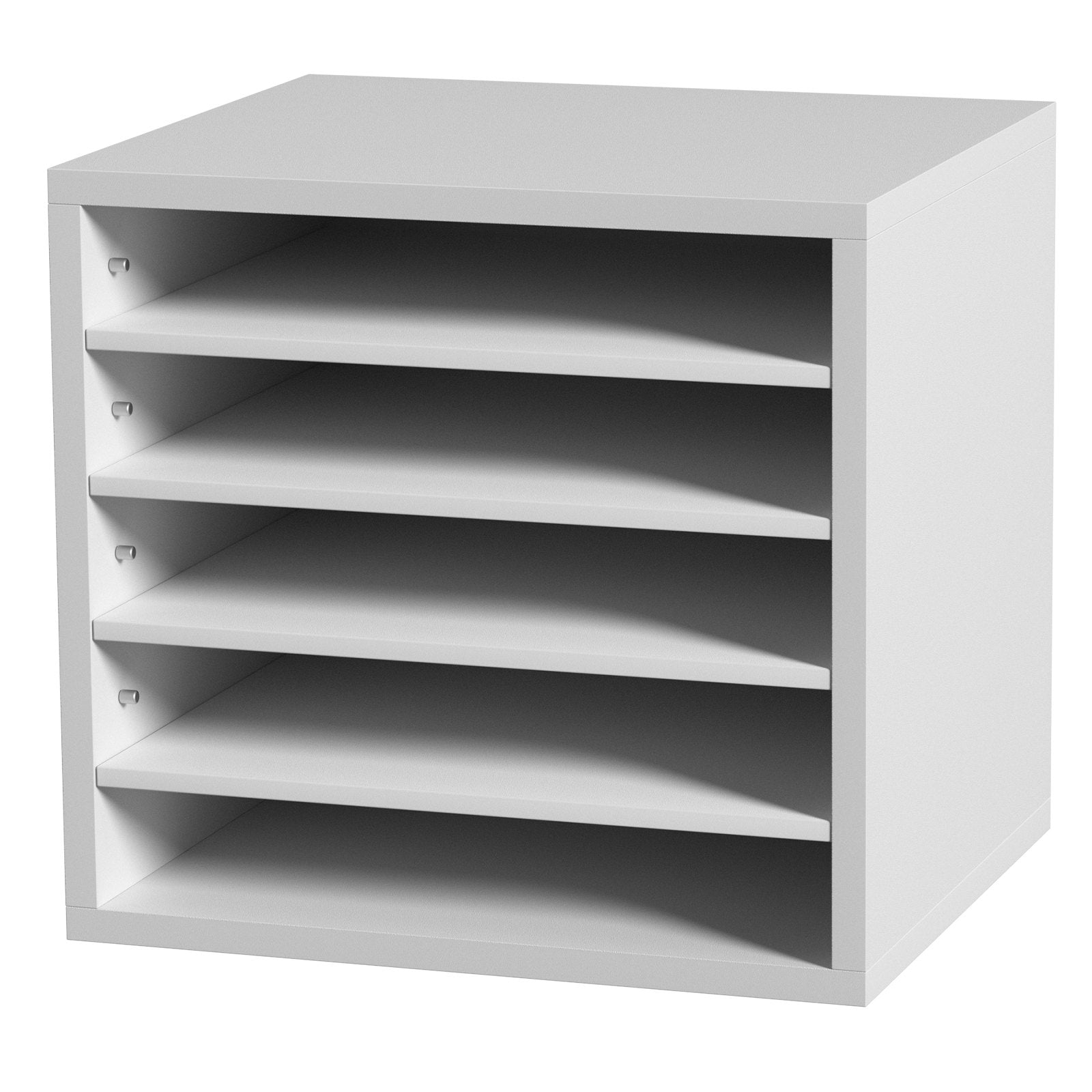 VEVOR Literature Organizers, 5 Compartments Office Mailbox with Adjustable Shelves, Wood Literature Sorter 13.9x12x13 inches for Office, Home, Classroom, Mailrooms Organization, EPA Certified, White 