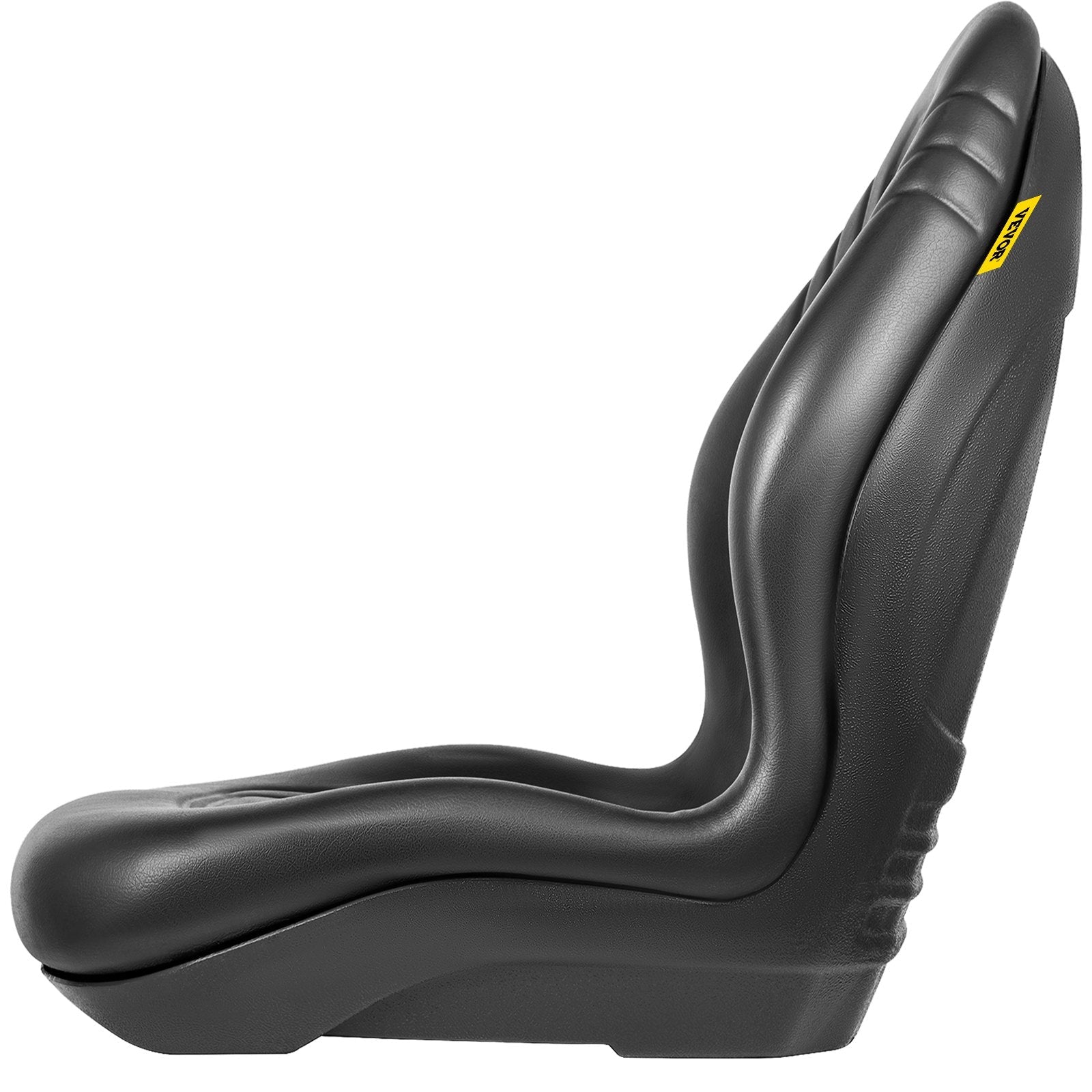 VEVOR Universal Tractor Seat Replacement, Compact High Back Mower Seat, Black Vinyl Forklift Seat, Central Drain Hole Skid Steer Seat with Mounting Bolt Patterns of 8" x 11.5" & 11.25" x 11.5" 