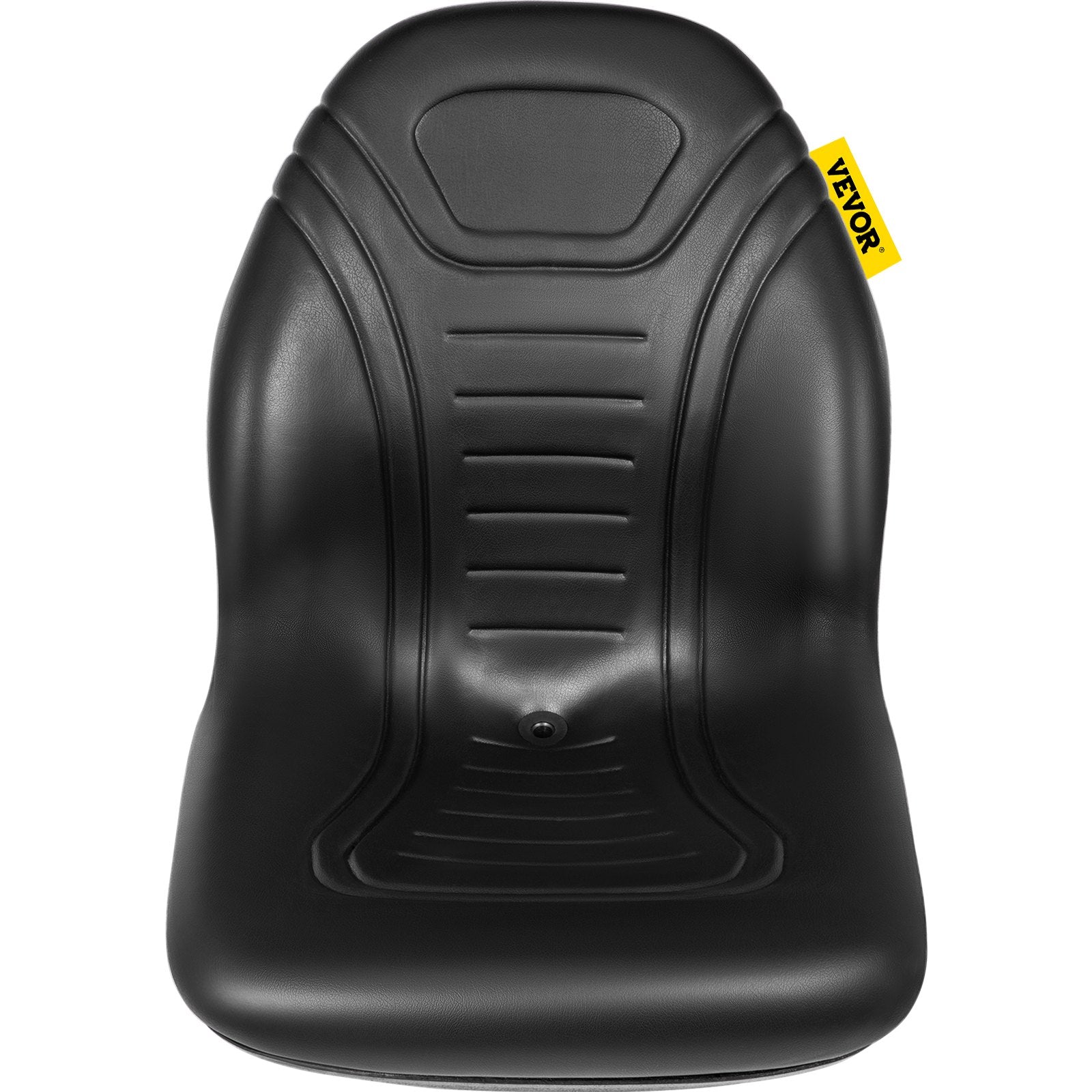 VEVOR Universal Tractor Seat Replacement, Compact High Back Mower Seat, Black Vinyl Forklift Seat, Central Drain Hole Skid Steer Seat with Mounting Bolt Patterns of 8" x 11.5" & 11.25" x 11.5" 