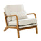 Mid Century Modern Linen Accent Chair with Solid Wood Frame and Thick Cushion – Beige & Brown