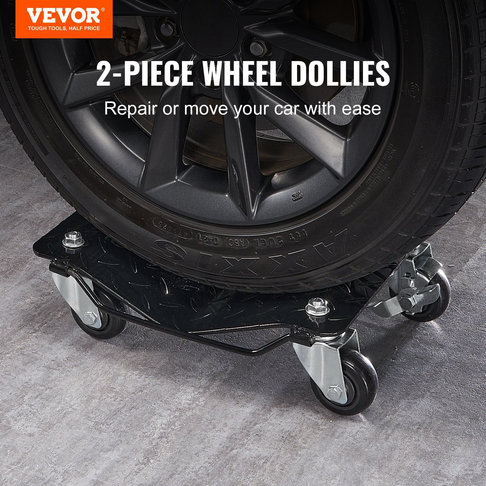 VEVOR Wheel Dolly, 3000 lbs/1360 kg Car Dollies, Wheel Dolly Car Tire Stake Set of 2 Piece, Heavy-duty Car Tire Dolly Moving Cars, Trucks, Trailers, Motorcycles, and Boats 