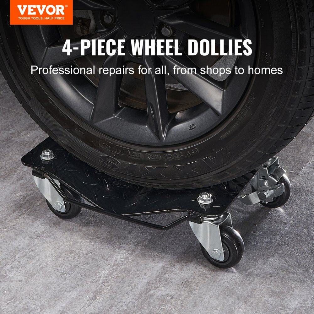 VEVOR Wheel Dolly, 6000 lbs/2722 kg Car Moving Dolly, Wheel Dolly Car Tire Stake Set of 4 Piece, Heavy-duty Car Tire Dolly Cart Moving Cars, Trucks, Trailers, Motorcycles, and Boats 