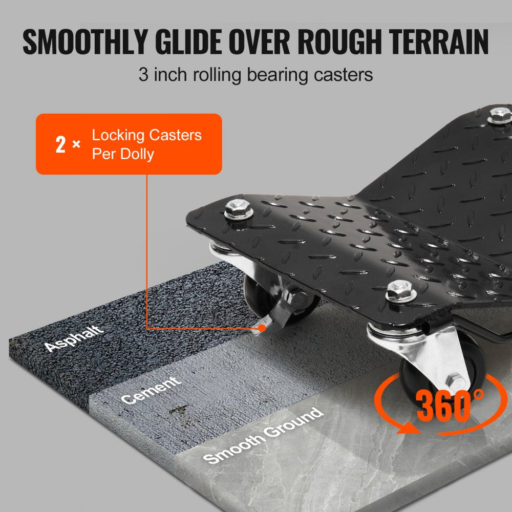 VEVOR Wheel Dolly, 6000 lbs/2722 kg Car Moving Dolly, Wheel Dolly Car Tire Stake Set of 4 Piece, Heavy-duty Car Tire Dolly Cart Moving Cars, Trucks, Trailers, Motorcycles, and Boats 