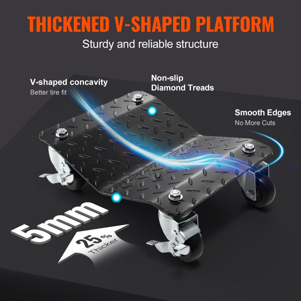 VEVOR Wheel Dolly, 6000 lbs/2722 kg Car Moving Dolly, Wheel Dolly Car Tire Stake Set of 4 Piece, Heavy-duty Car Tire Dolly Cart Moving Cars, Trucks, Trailers, Motorcycles, and Boats 