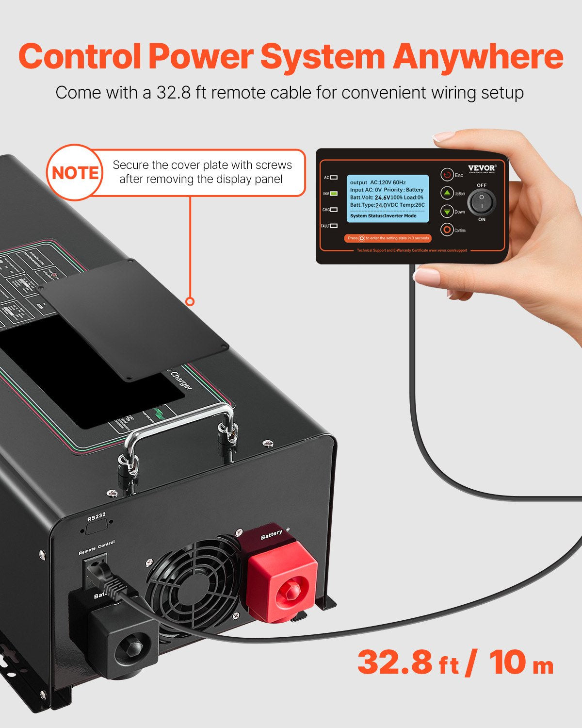 VEVOR 4000W Pure Sine Wave Inverter Charger DC 24V to AC 120V Power Inverter 