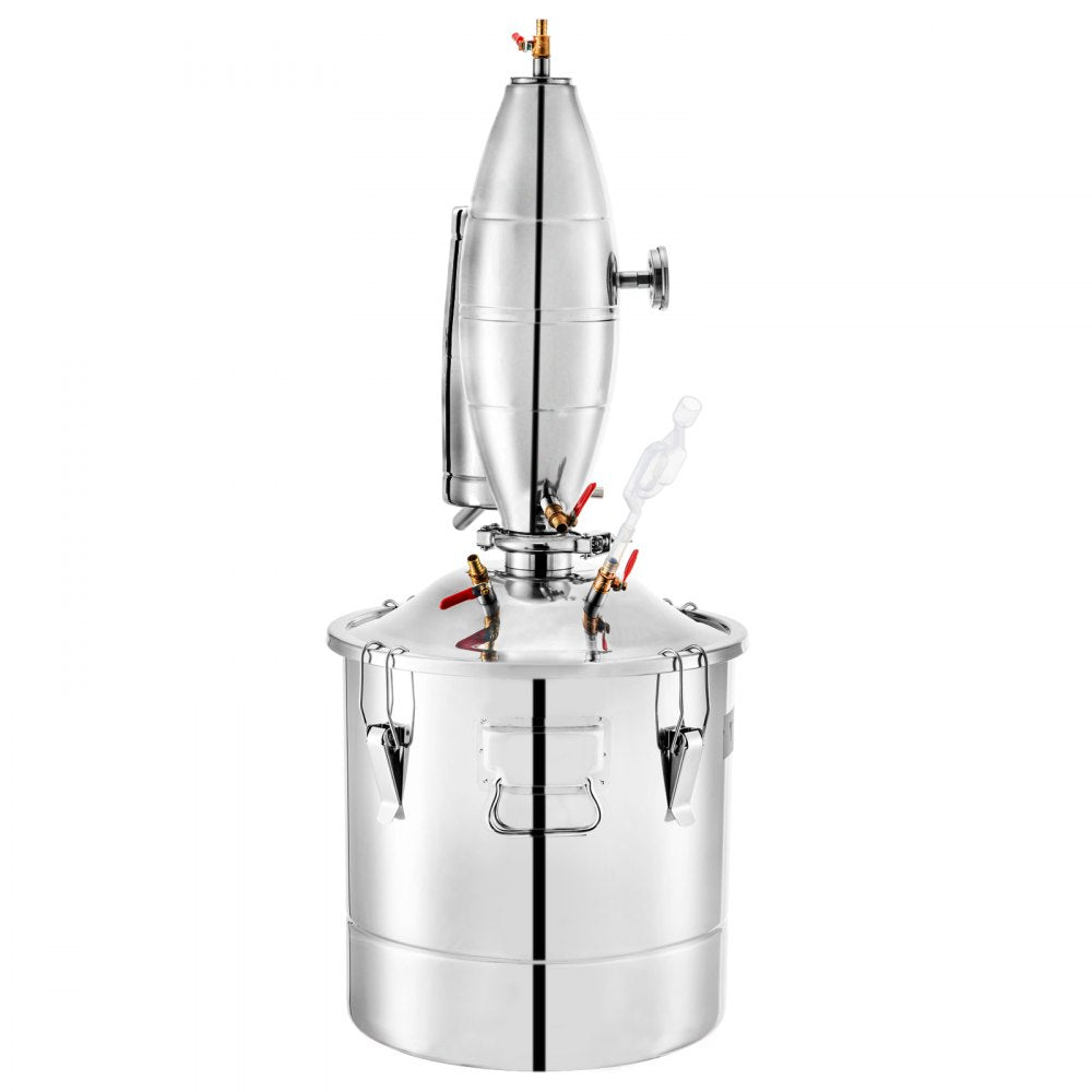 VEVOR 20L 5.28Gal Water Alcohol Distiller 304 Stainless Steel Moonshine Wine Making Boiler Home Kit with Thermometer for Whiskey Brandy Essential Oils 
