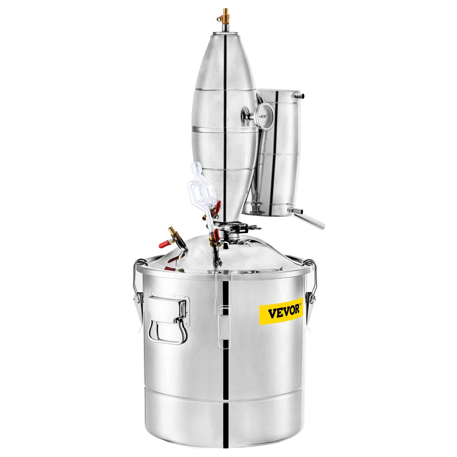 VEVOR 70L 18.5Gal Water Alcohol Distiller 304 Stainless Steel Alcohol Still Wine Making Boiler Home Kit with Thermometer for Whiskey Brandy Essential, Sliver 