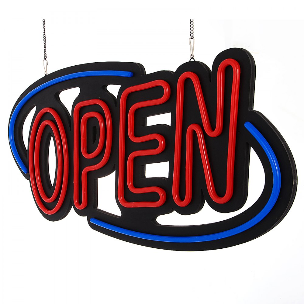 VEVOR Sign Open 31.5x15.7x1.2" Neon Open Sign 30W Led Open Sign Vertical Sign Open with 24 inch Hanging Chain and Power Adapter Bright Light for Business 