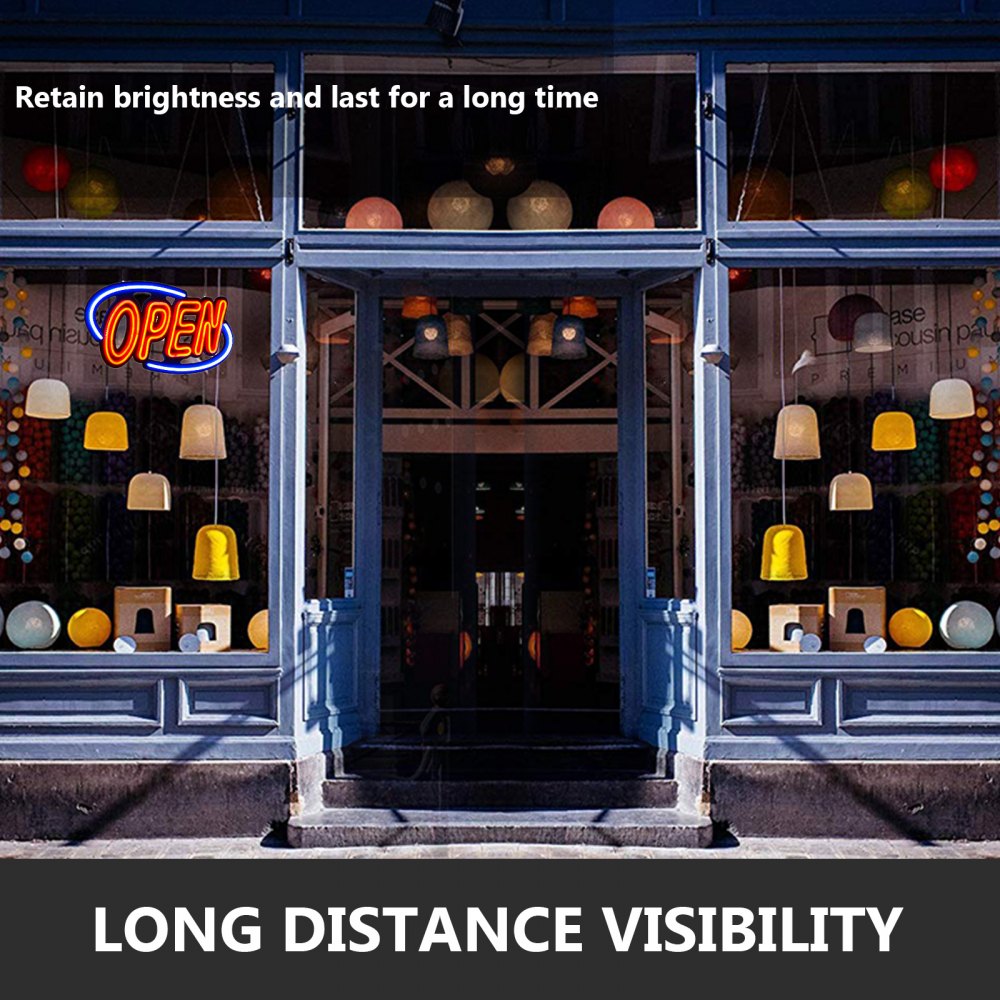 VEVOR Sign Open 31.5x15.7x1.2" Neon Open Sign 30W Led Open Sign Vertical Sign Open with 24 inch Hanging Chain and Power Adapter Bright Light for Business 