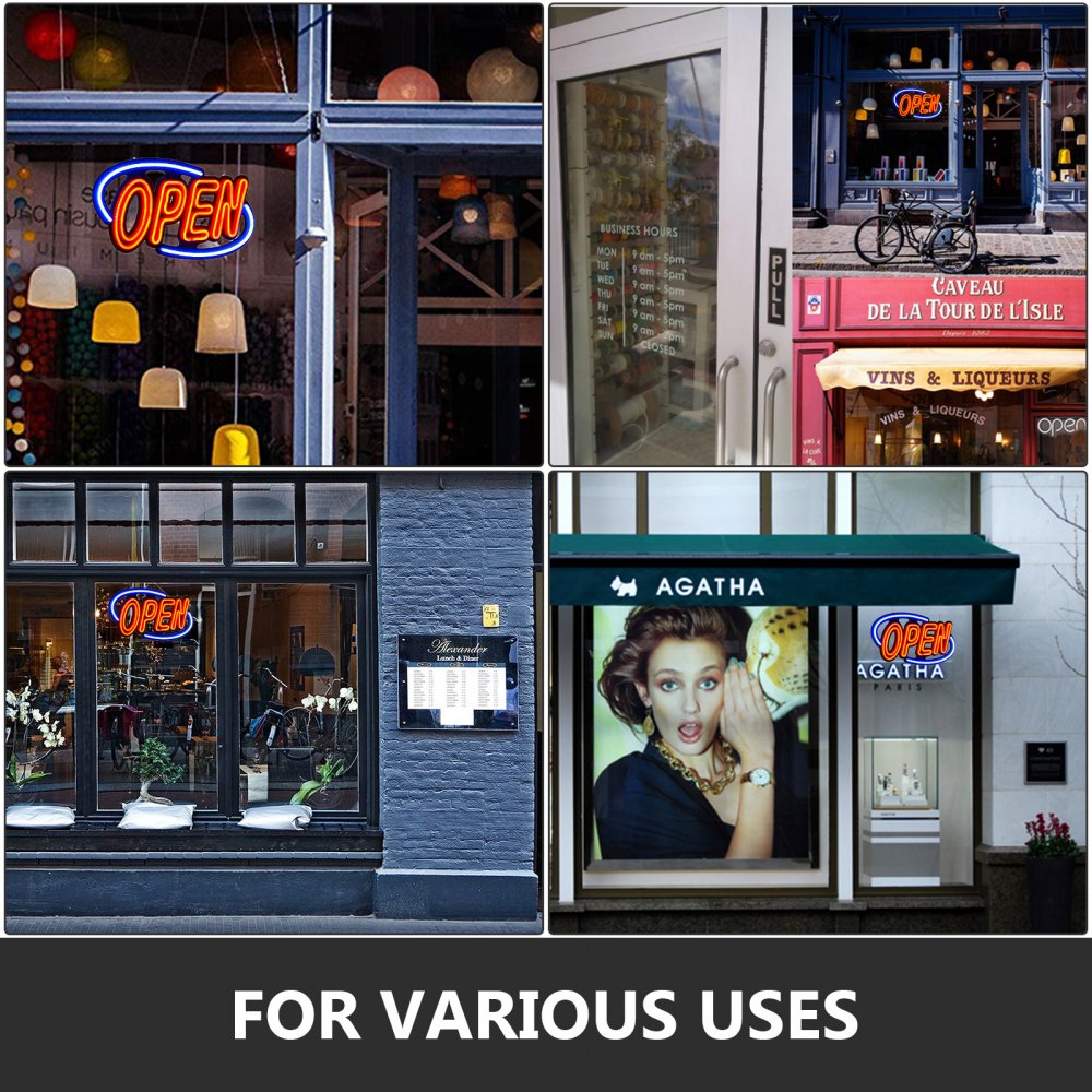 VEVOR Sign Open 31.5x15.7x1.2" Neon Open Sign 30W Led Open Sign Vertical Sign Open with 24 inch Hanging Chain and Power Adapter Bright Light for Business 