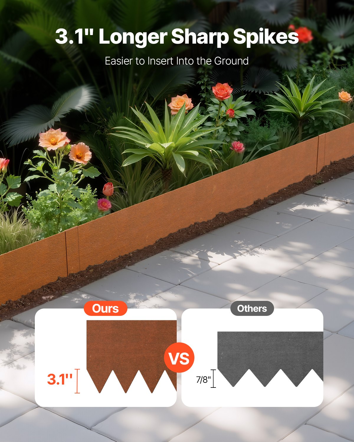 VEVOR Steel Landscape Edging 6 Packs 40 x 8in Weather-Resistant for Yard Lawn 