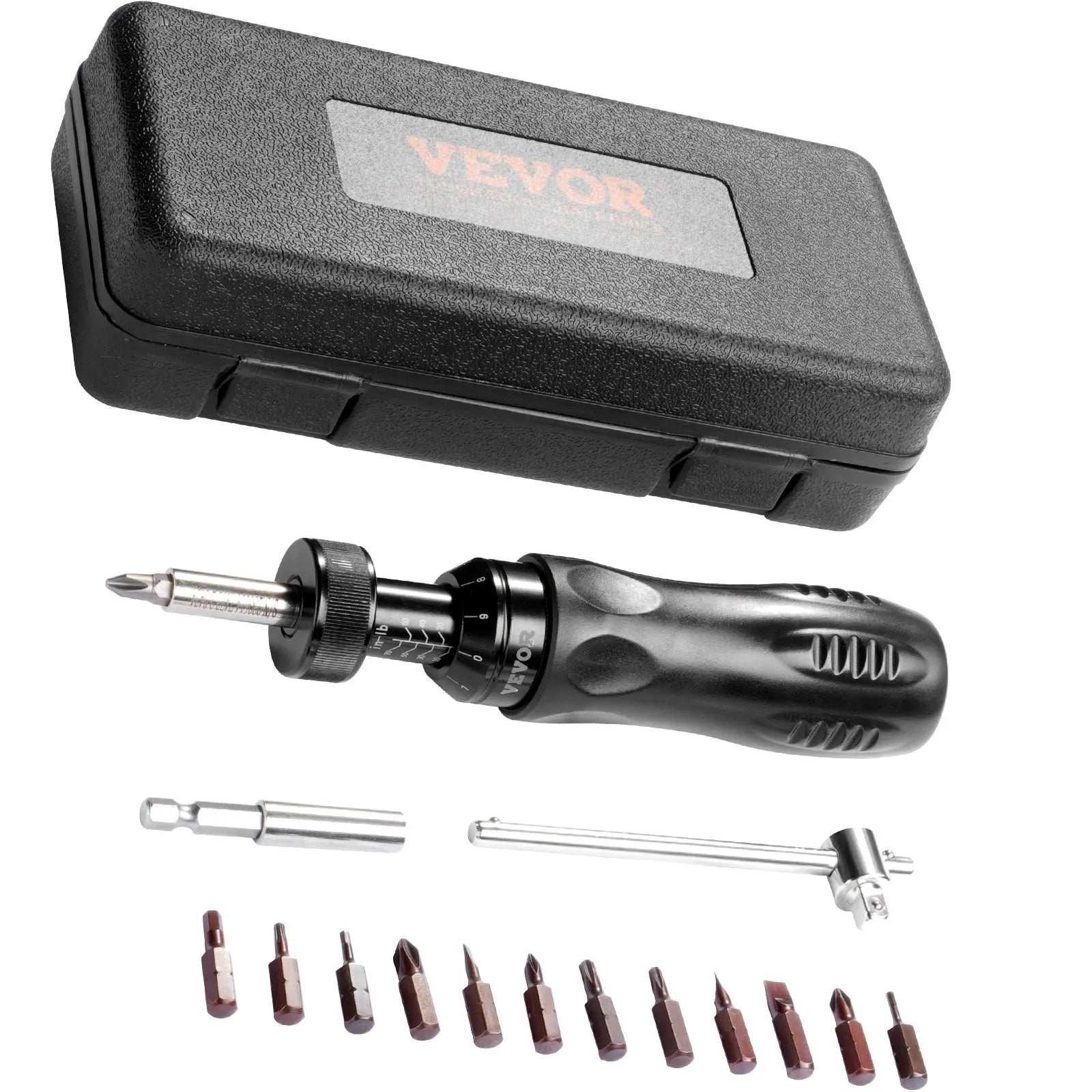 VEVOR Torque Screwdriver, 1/4" Drive Screwdriver Torque Wrench, Electrician Torque Screwdriver with Scale, 10-70 in/lbs Torque Range, 1 in-lbs Torque Increment Torque Screwdriver with Bits & Case