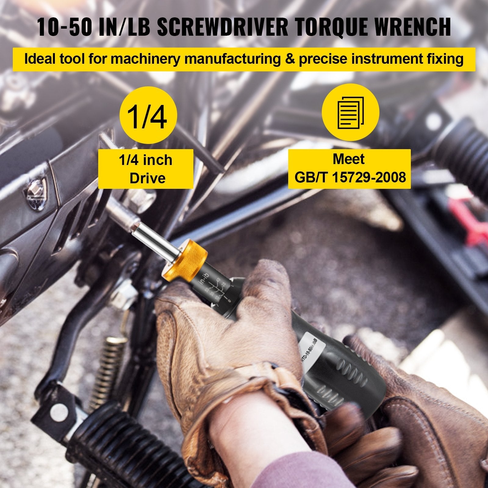 VEVOR Torque Screwdriver, 1/4\" Drive Screwdriver Torque Wrench, Torque Screwdriver Electrician 10-50 in/lbs, Torque Range Accurate to ±5%, 5 in-lb Increment Torque Screwdriver with Bits & Case 