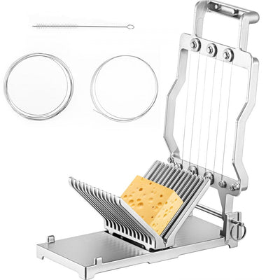 VEVOR Cheese Cutter With Wire 1 cm & 2 cm Cheeser Butter Cutting Blade Replaceable Cheese Slicer Wire, Aluminum Alloy Commercial Cheese Slicer w/ 304 Stainless Steel Wire Kitchen Cooking Baking Tool 