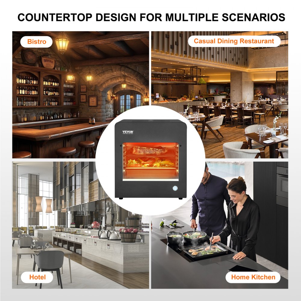 VEVOR Electric Steak Grill 1800W Smokeless Infrared Broiler Stainless Steel Home 